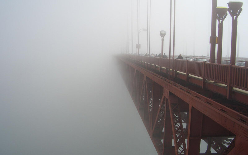 foggy bridge view