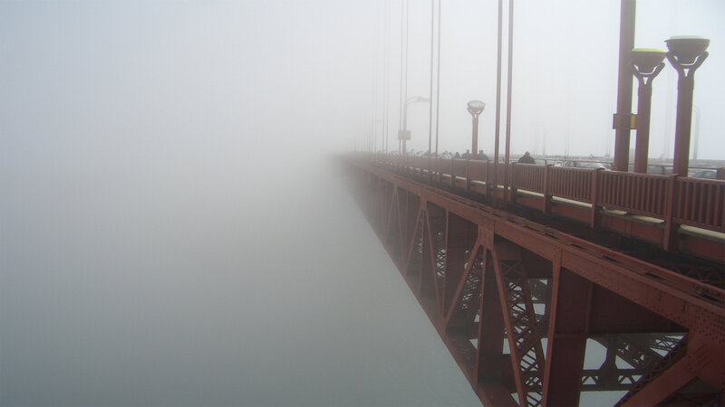 foggy bridge view