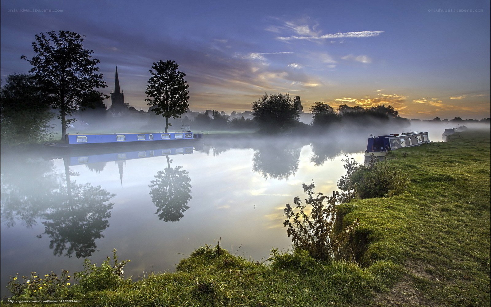 Foggy canal at dawn