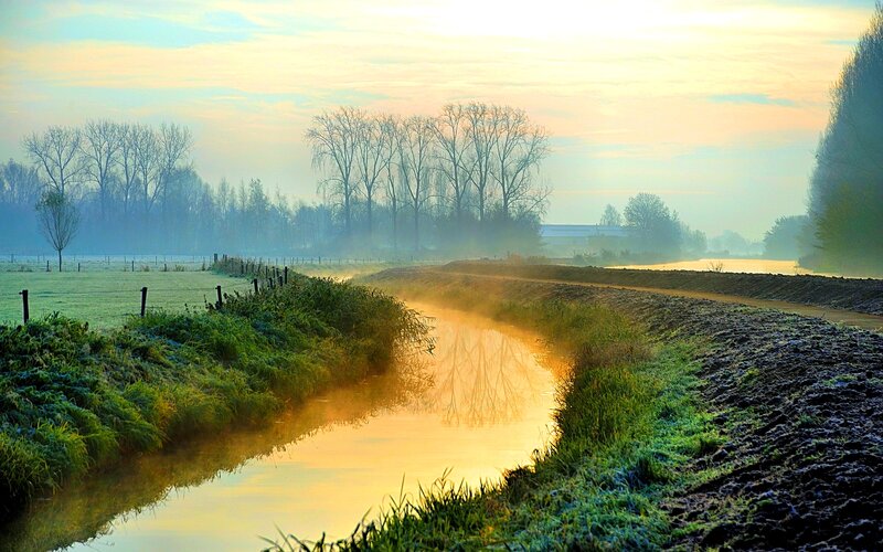 Foggy Canal at Sunrise