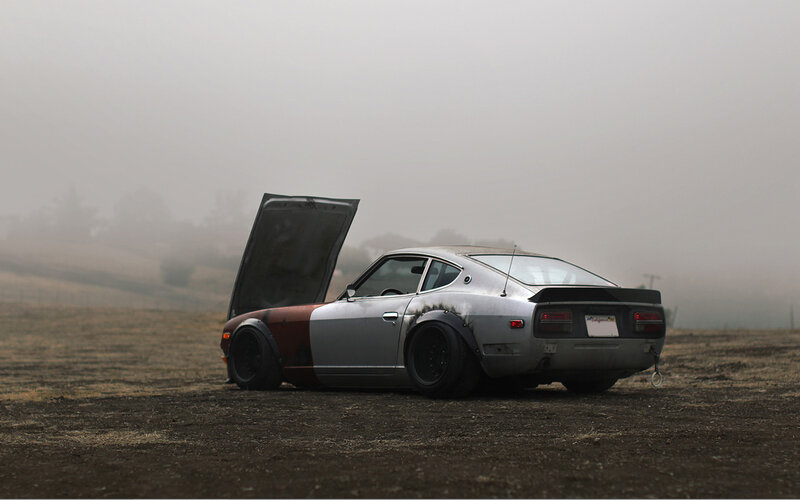 foggy car in a field