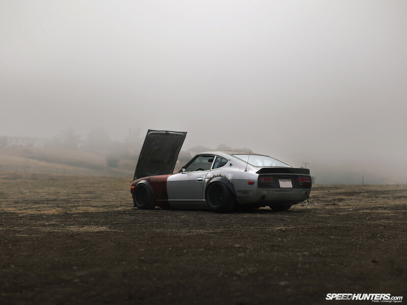 Foggy car in a field