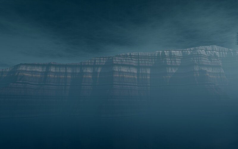 foggy cliff face