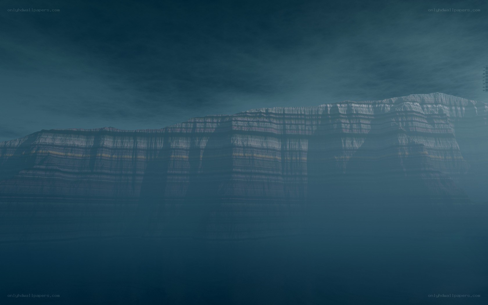 foggy cliff face