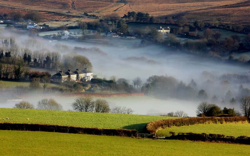 Foggy Countryside Village