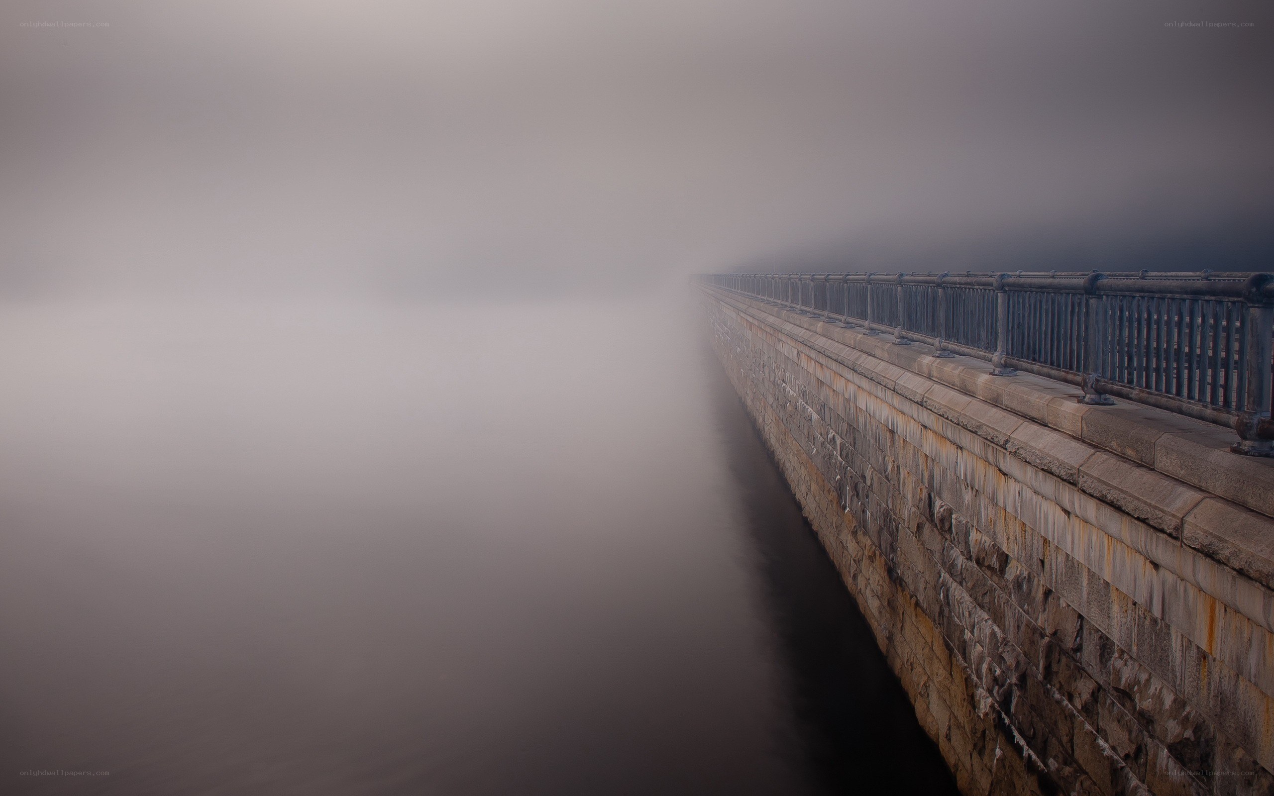Foggy dam in mist