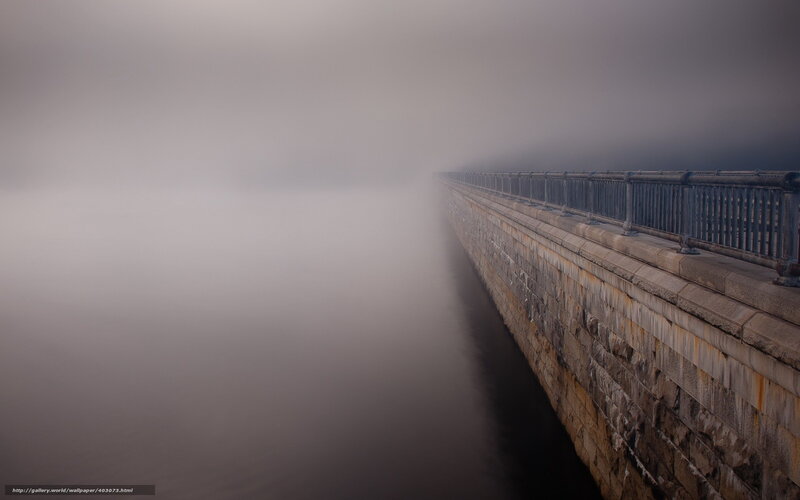 Foggy dam in mist