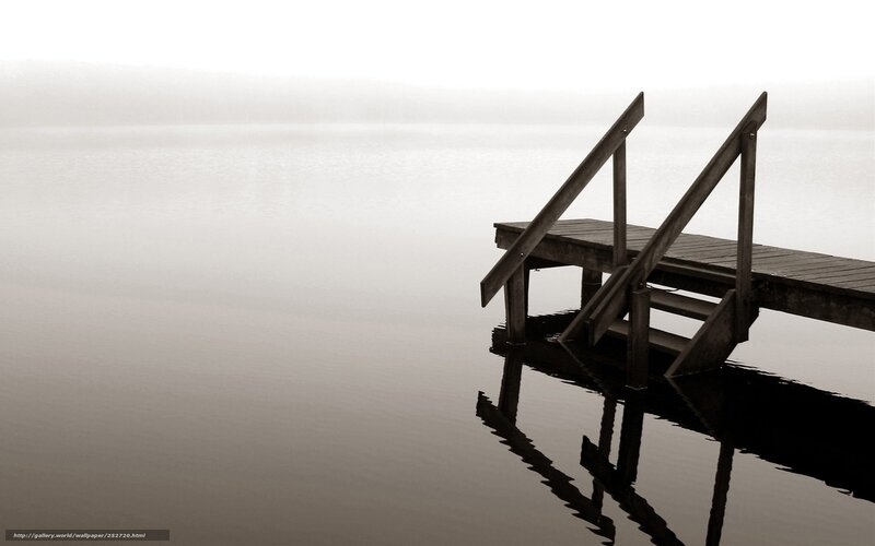 Foggy dock at dawn