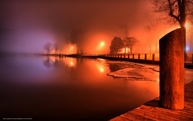 Foggy Dock at Night