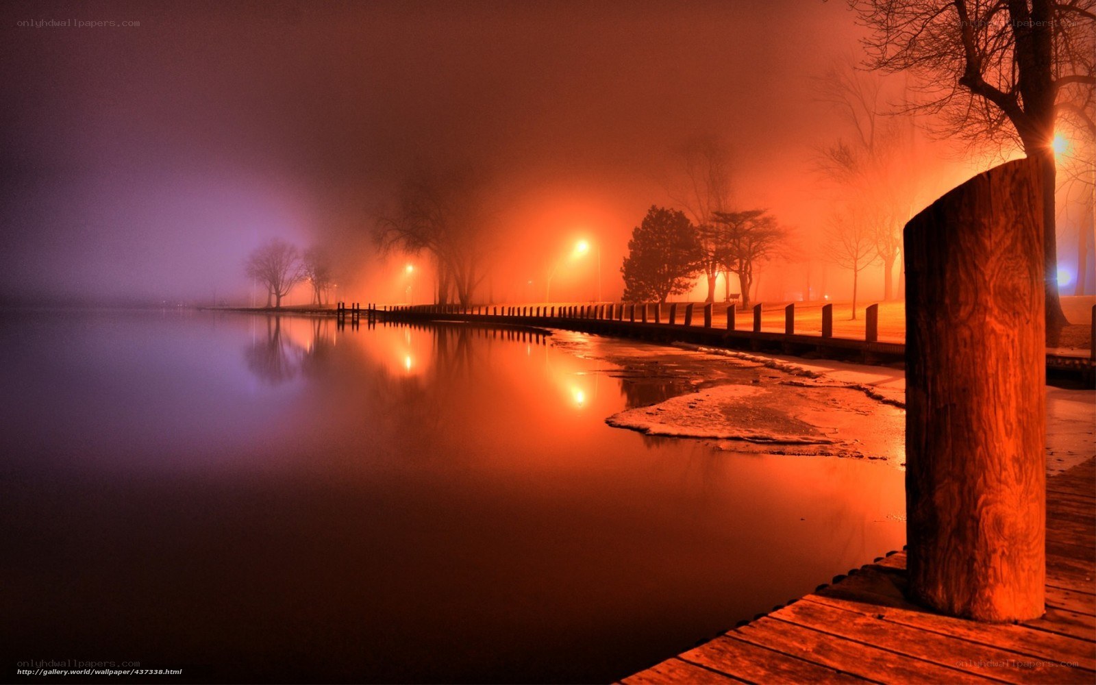 Foggy Dock at Night