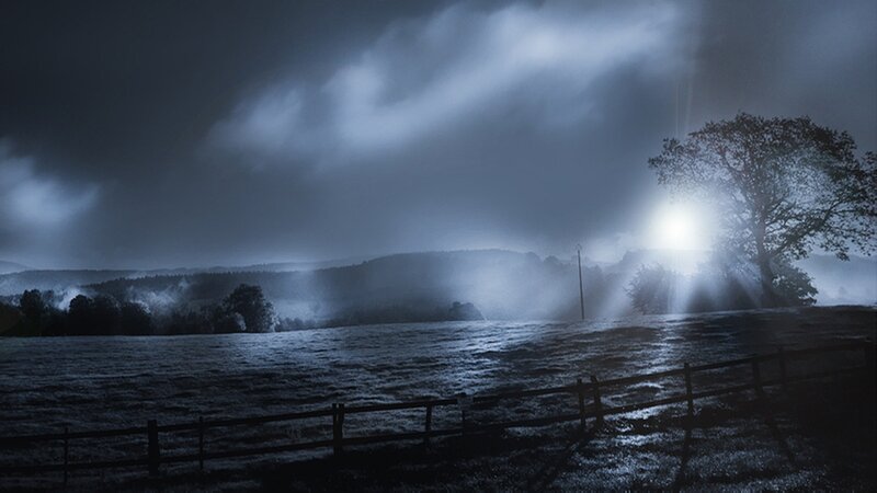 Foggy Field at Night — Blue