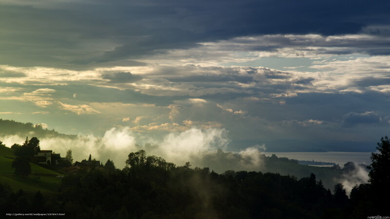 Foggy Hills and Lake