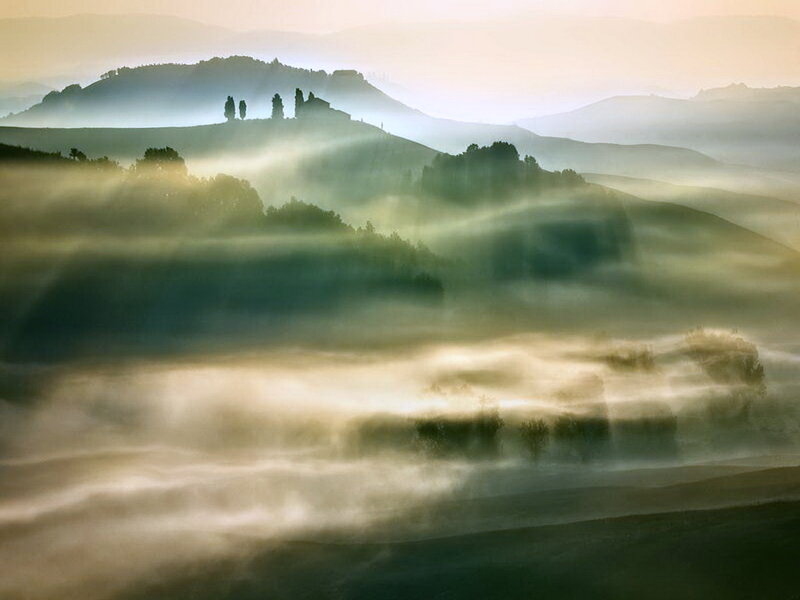 Foggy Hills at Sunrise — Green