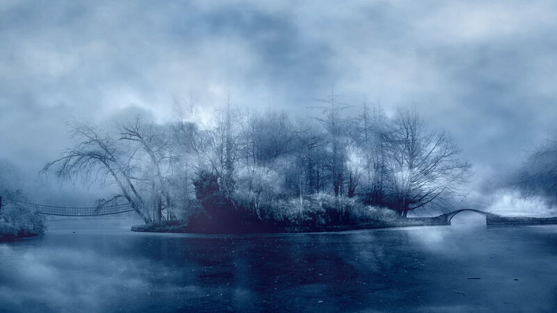 Foggy Island with Bridge