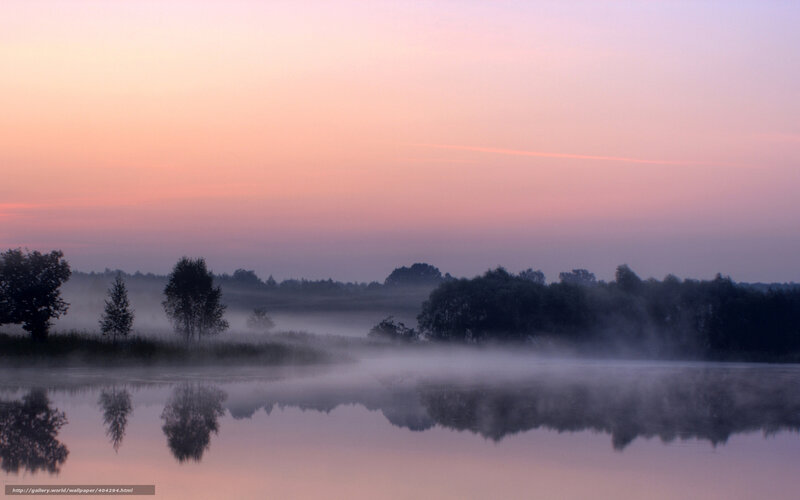 Foggy lake at dawn