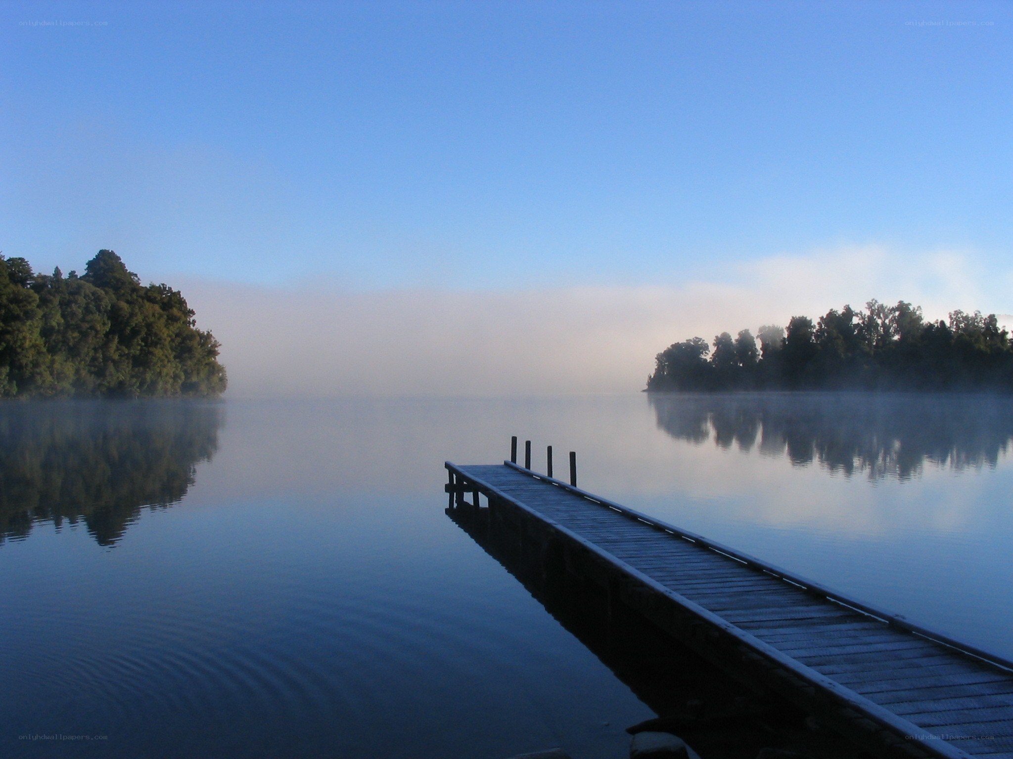 Foggy lake at dawn