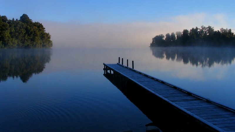 Foggy lake at dawn