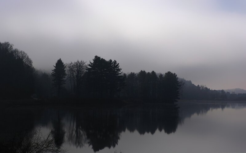 Foggy lake at dawn