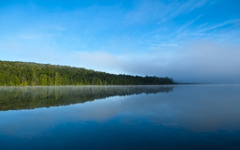 Foggy lake at dawn