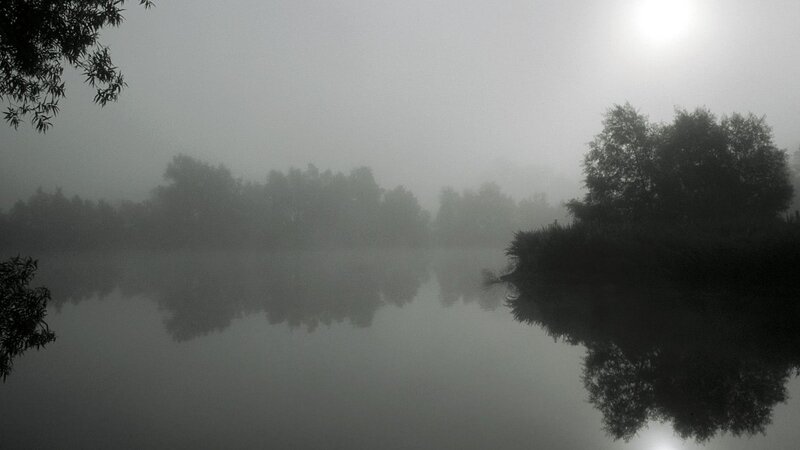 Foggy lake at dawn