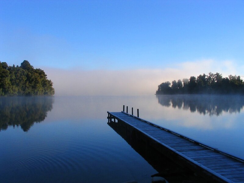 Foggy lake at dawn