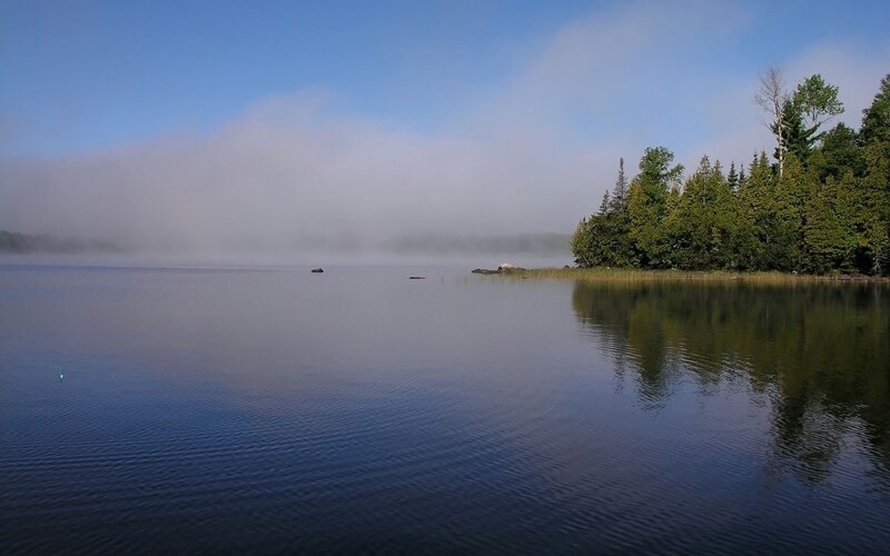 Foggy lake at dawn