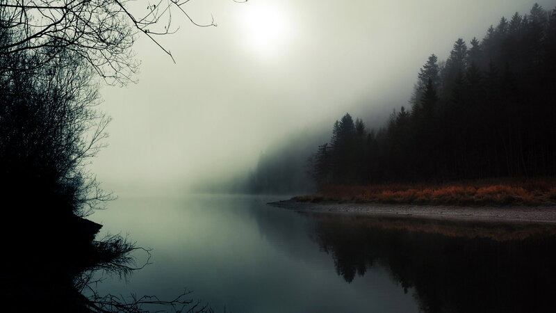 Foggy Lake at Dawn — Gray, Misty