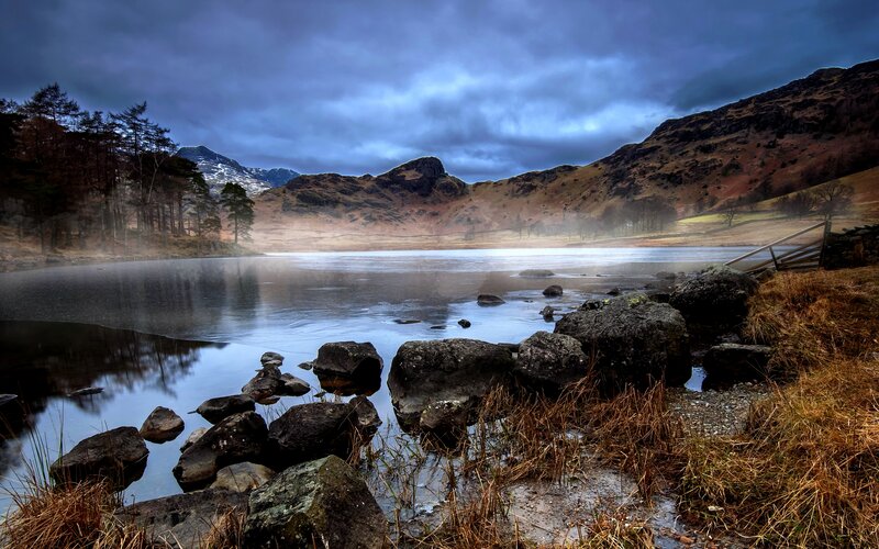 Foggy Lake in Mountains