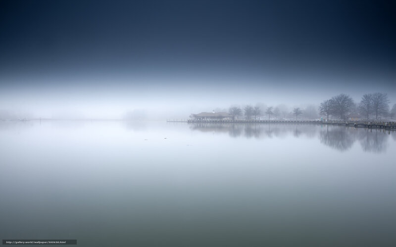 Foggy Lake with Dock — Gray