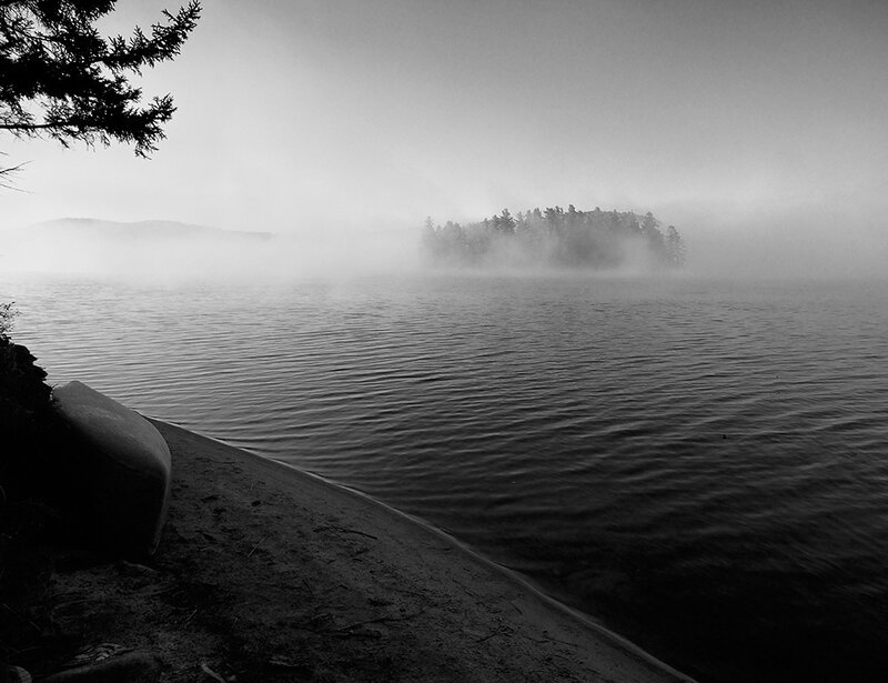 Foggy Lake with Island — Black