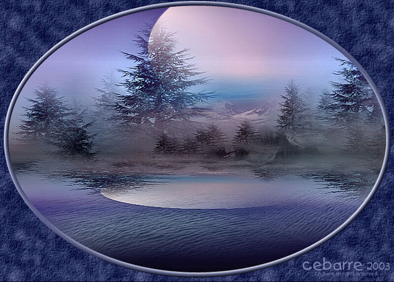 Foggy Lake with Trees — Blue, Serene