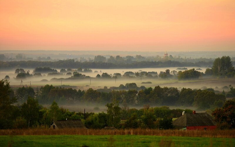 Foggy Landscape at Dawn — Orange