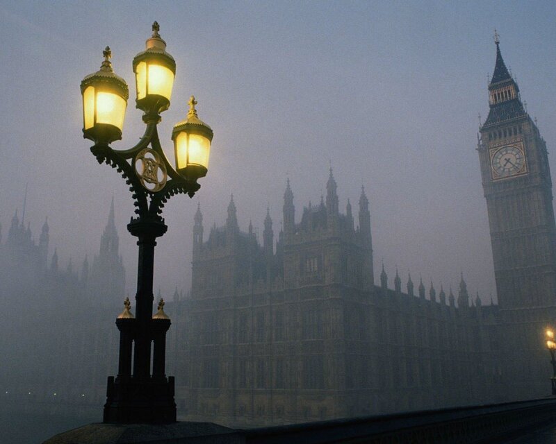 Foggy London at dawn