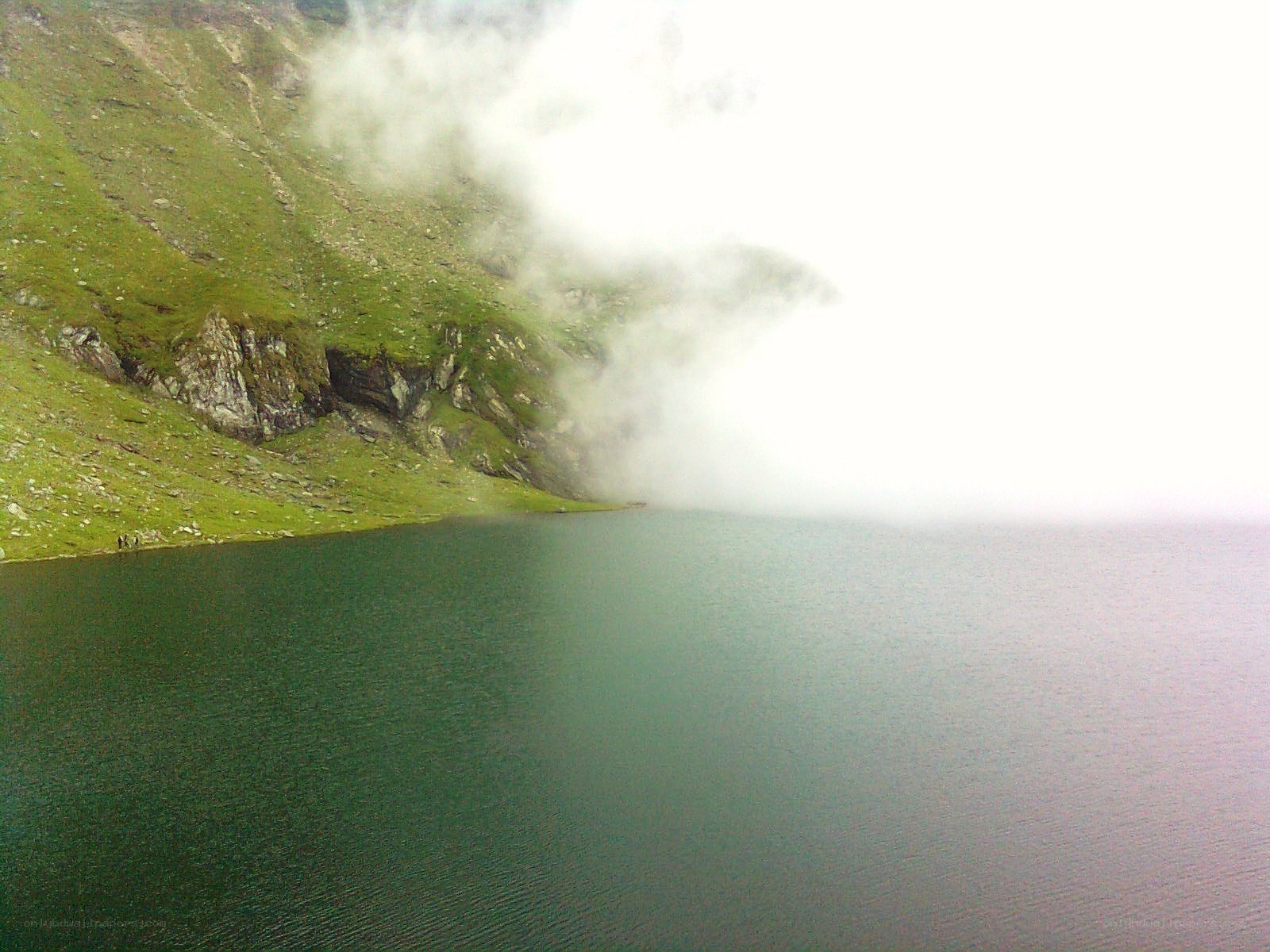 foggy mountain lake