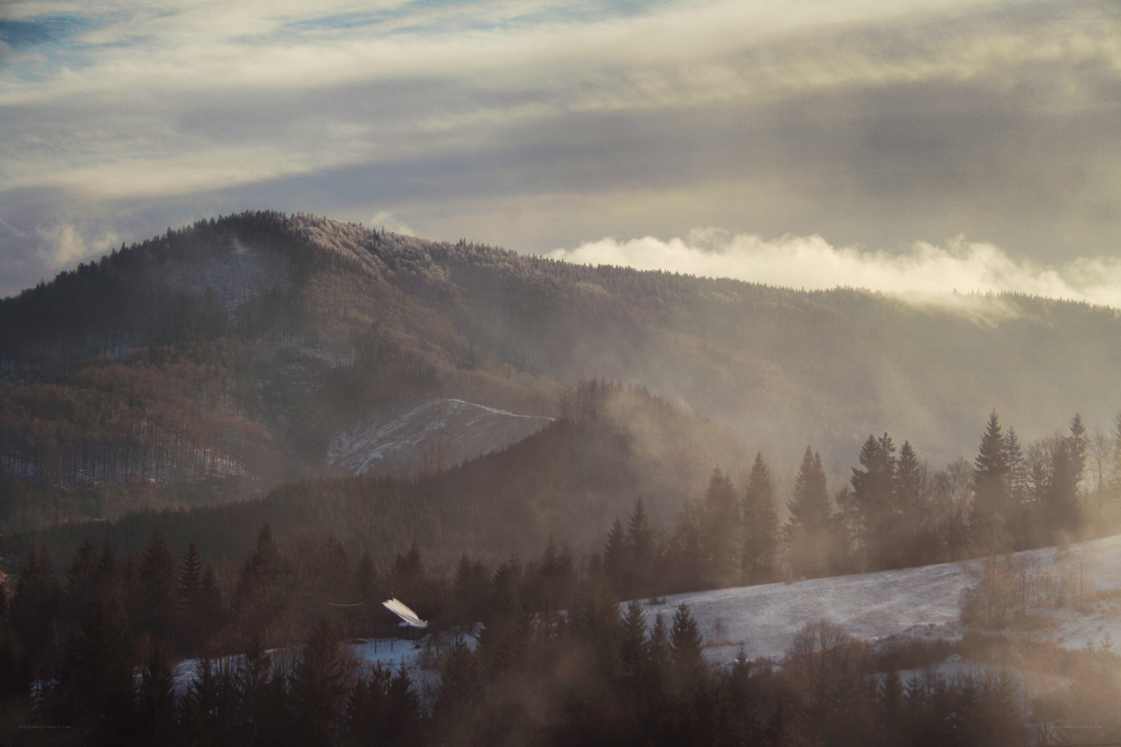 Foggy mountain landscape