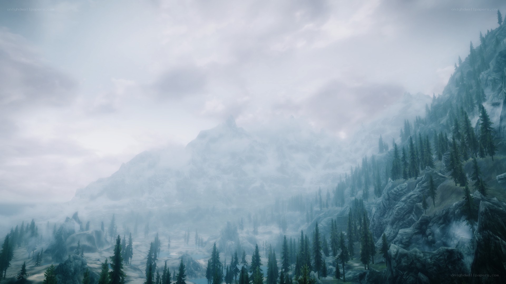 foggy mountain landscape