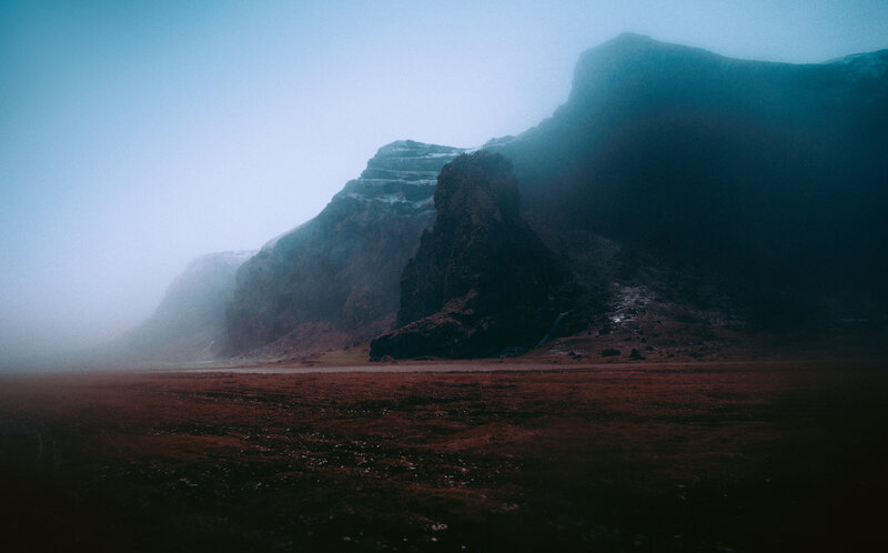 Foggy Mountain Landscape — Blue