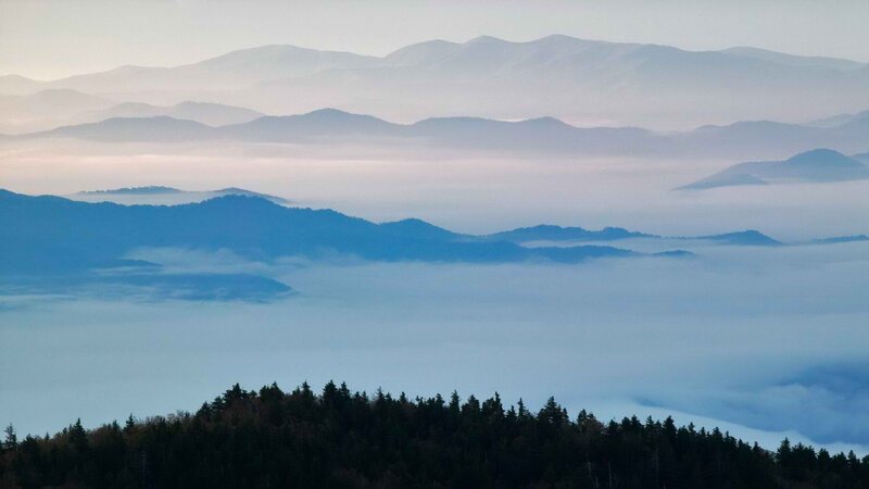 foggy mountain layers