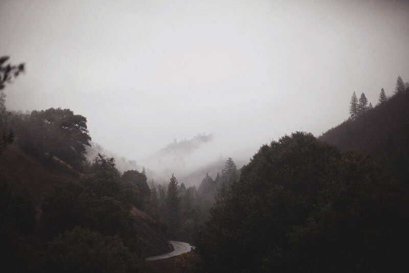 foggy mountain road