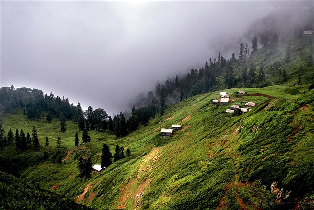 Foggy mountain village