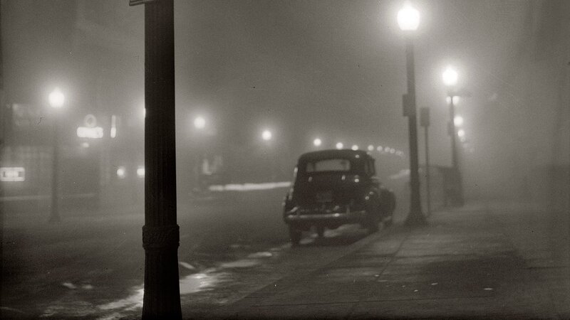 Foggy Night Street with Car