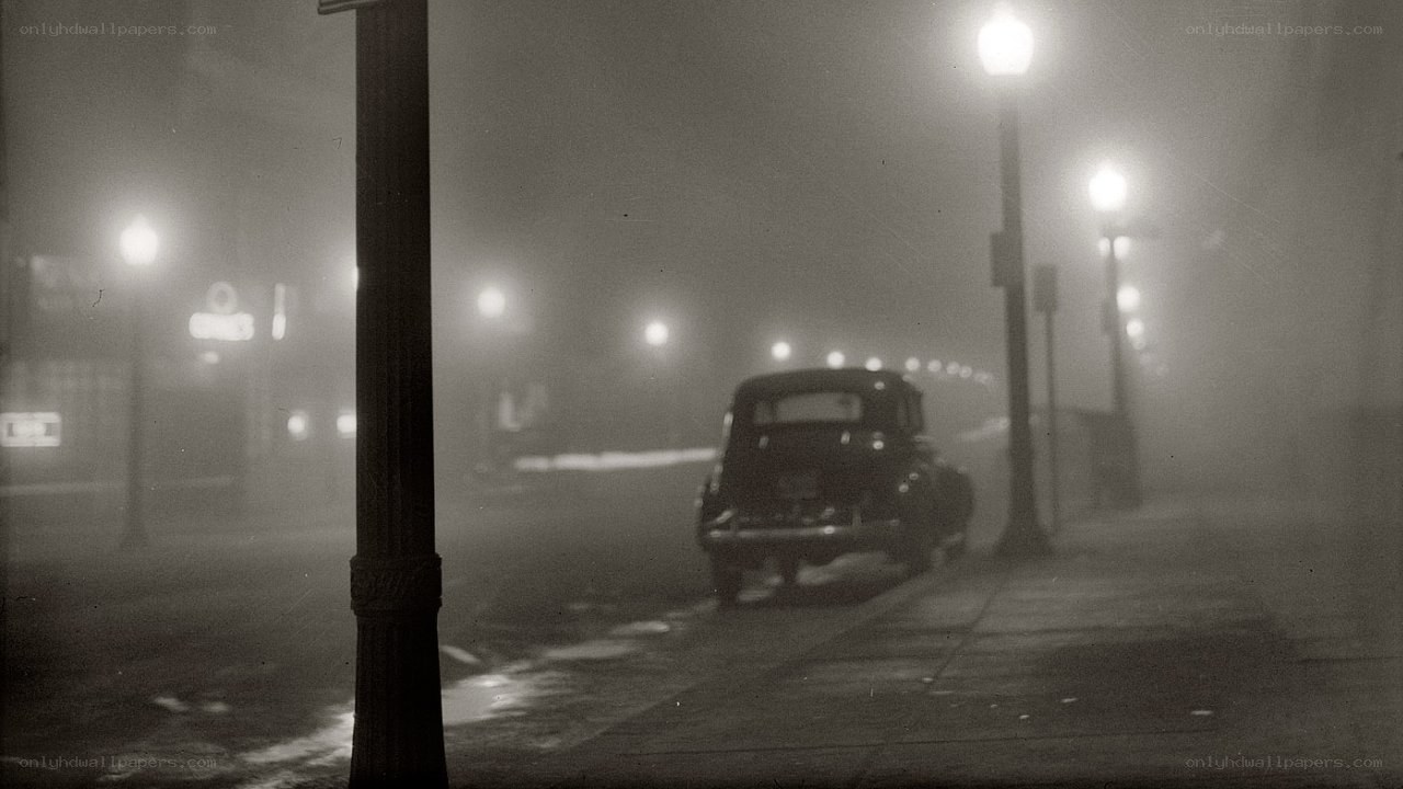 Foggy Night Street with Car