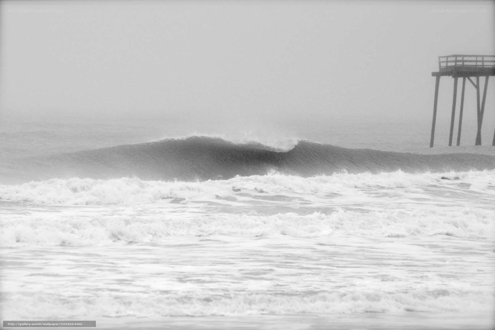 foggy ocean wave at pier