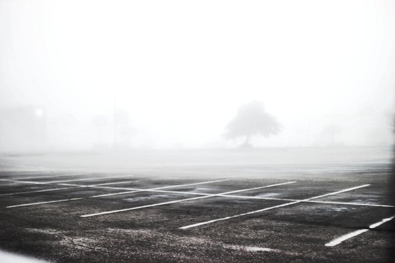 Foggy parking lot