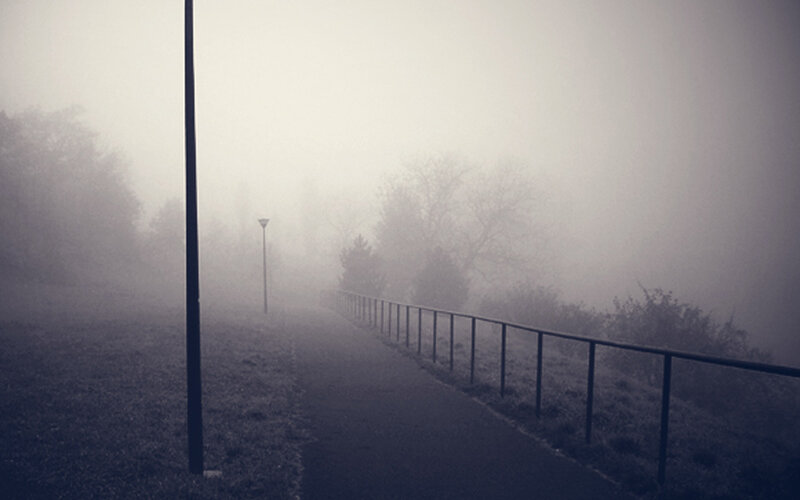 Foggy Path with Railings