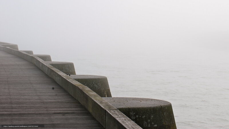 foggy pier at sea