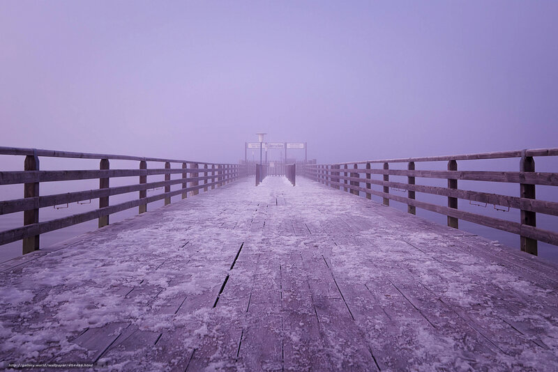 Foggy pier in winter