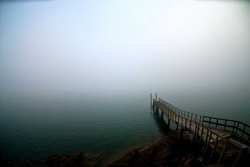 Foggy Pier on Lake