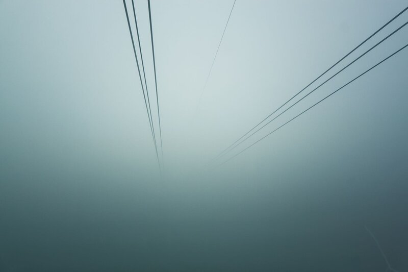 Foggy power lines