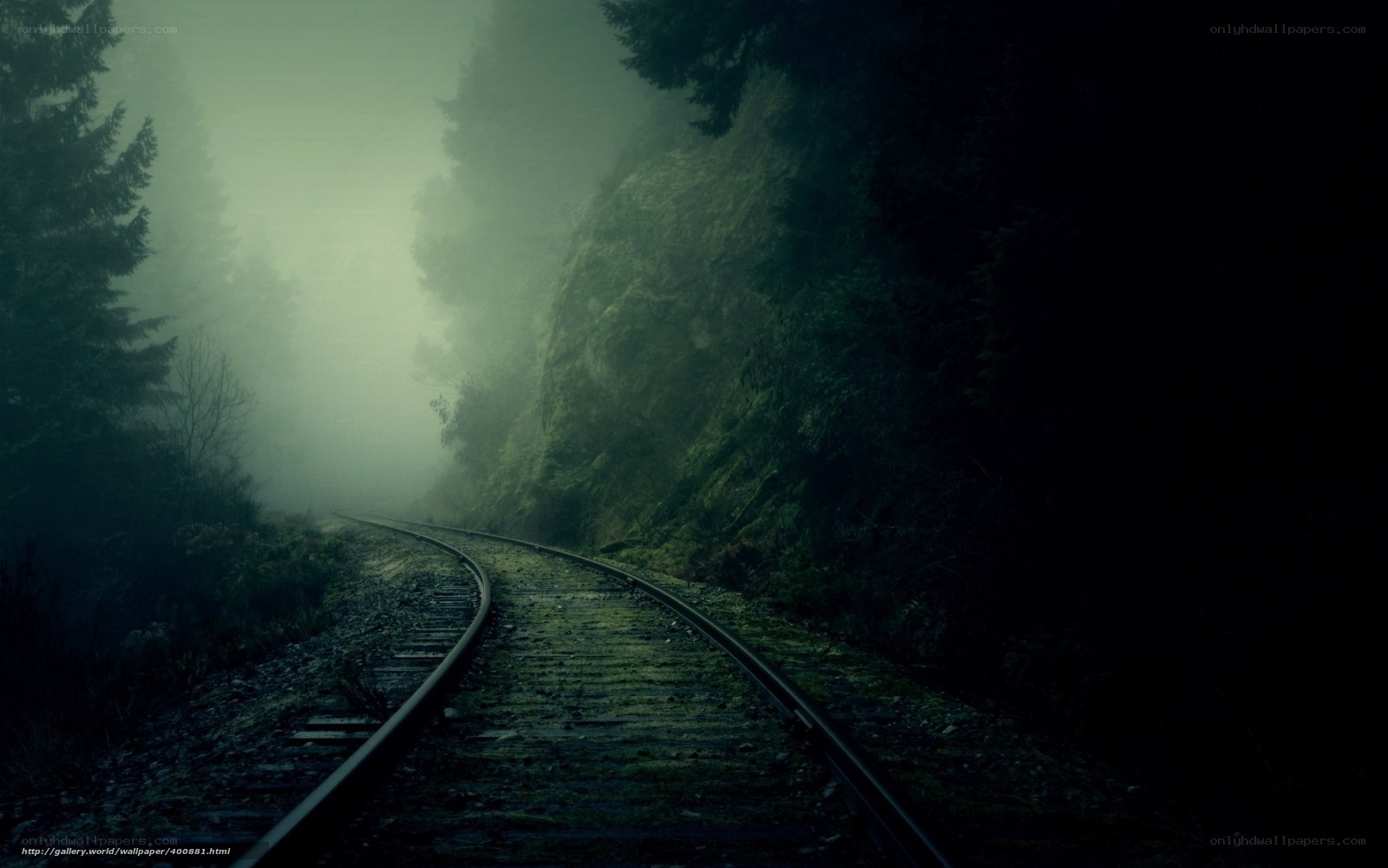 foggy railway track